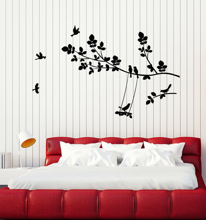 Vinyl Wall Decal Nature Tree Branch Birds Swing Child Room Stickers Mural (g5004)