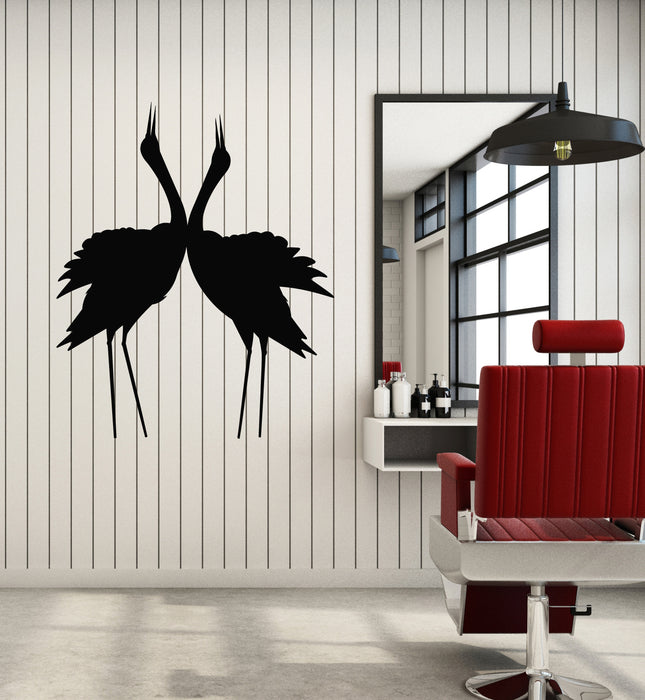 Vinyl Wall Decal Couple Crane Silhouette Birds Art Child Room Stickers Mural (g7696)