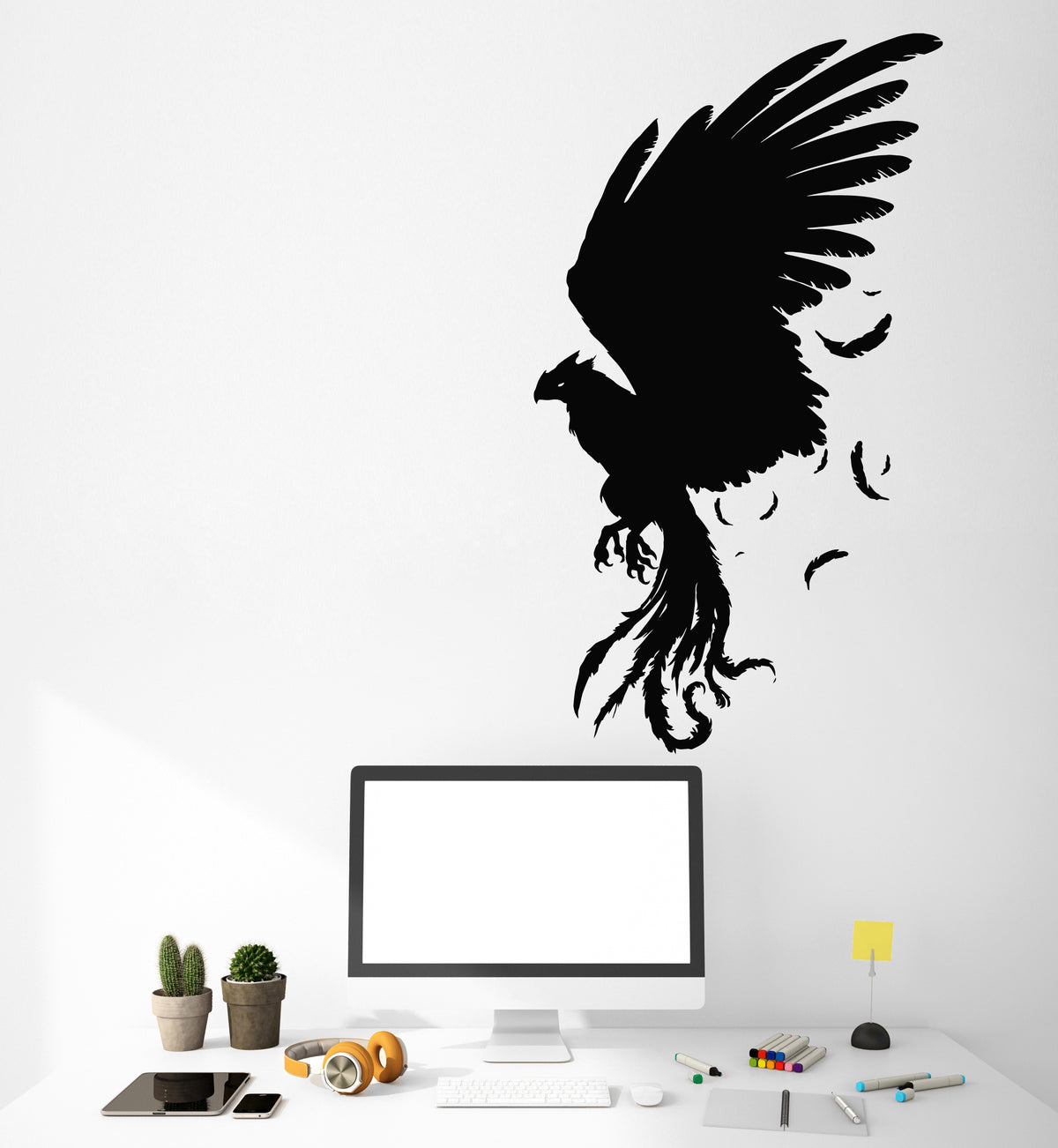 Vinyl Wall Decal Silhouette Phoenix Flying Big Bird Home Interior Stic