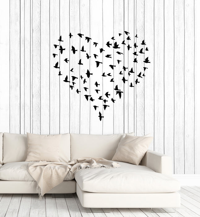 Vinyl Wall Decal Birds Patterns Love Heart Abstract Romance Stickers Mural (g4273)