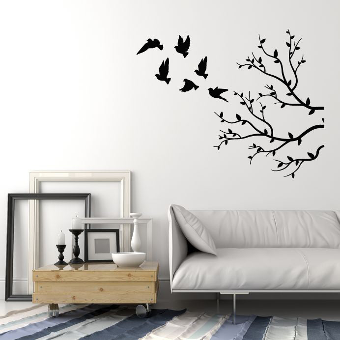 Vinyl Wall Decal Birds Tree Branch Living Room Home Design Stickers Mural (g7550)