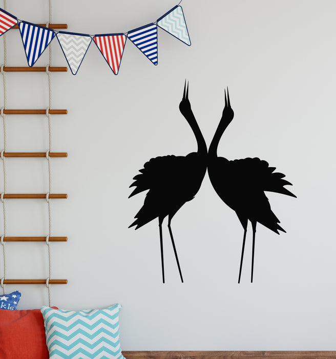 Vinyl Wall Decal Couple Crane Silhouette Birds Art Child Room Stickers Mural (g7696)