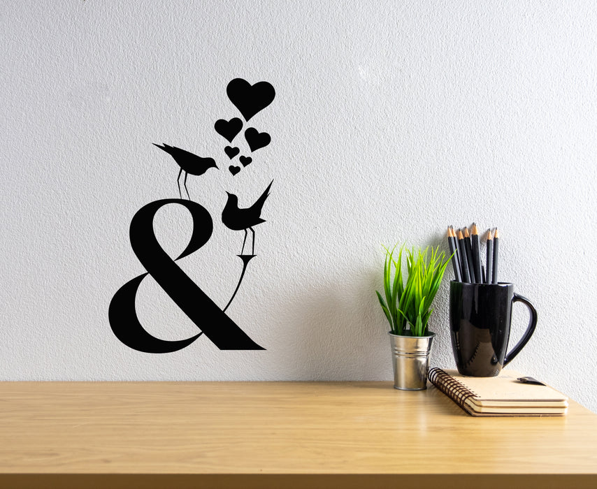 Vinyl Wall Decal Couple Birds Love Romance Interior Hearts Stickers Mural (g7868)