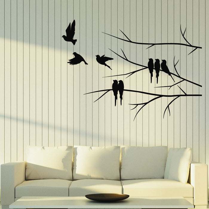 Vinyl Wall Decal Birds On Branch Living Room Interior Stickers Mural (g8244)