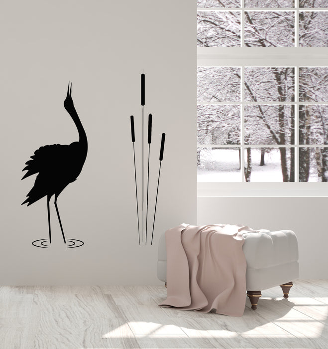 Vinyl Wall Decal Crane Stork Bird Silhouette Kids Room Stickers Mural (g8011)