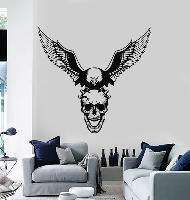 Vinyl Wall Decal Eagle Tribal Skull Bones Death Wings Scary Stickers Mural (g5705)