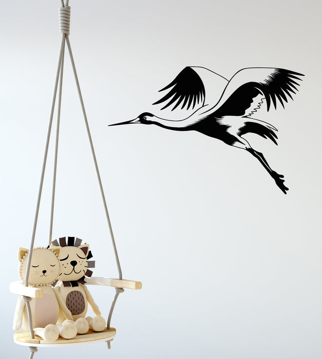 Vinyl Wall Decal Flying Bird Stork Nursery Decor Interior Kids Room Stickers Mural (g7402)