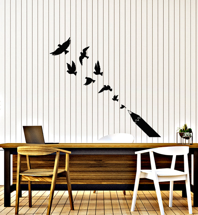 Vinyl Wall Decal Silhouette Flying Birds Patterns Freedom Pen Writing Stickers Mural (g8003)