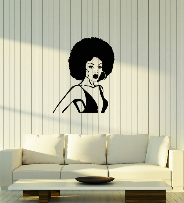 Vinyl Wall Decal Black Lady Beautiful African American Woman Stickers Mural (ig6021)