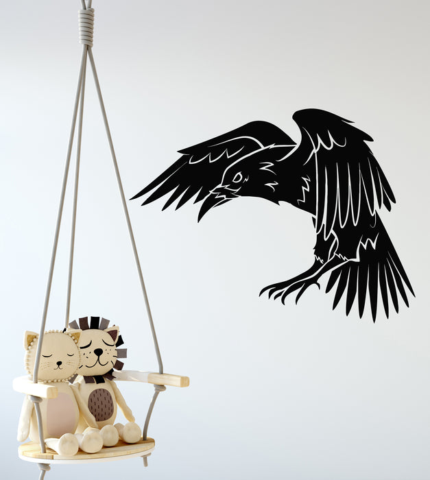Vinyl Wall Decal Black Raven Bird Gothic Style Bedroom Crow Stickers Mural (g5600)