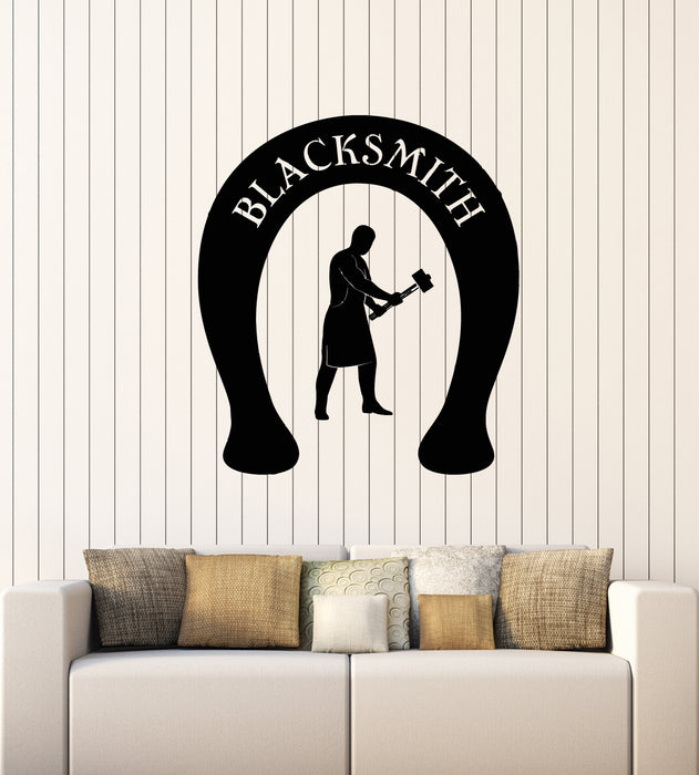 Vinyl Wall Decal Blacksmith Iron Metalworks Horseshoe Stickers Mural (g3580)