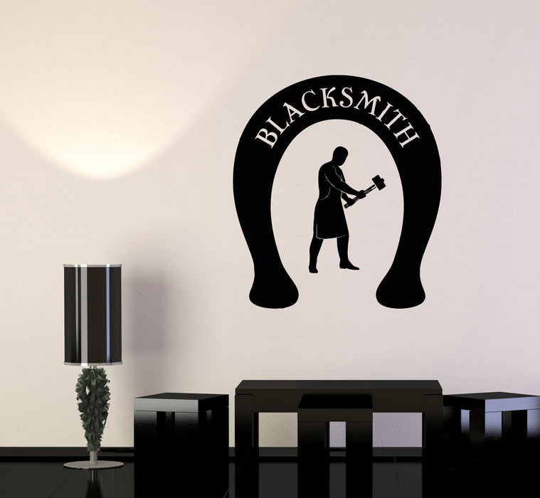 Vinyl Wall Decal Blacksmith Iron Metalworks Horseshoe Stickers Mural (g3580)