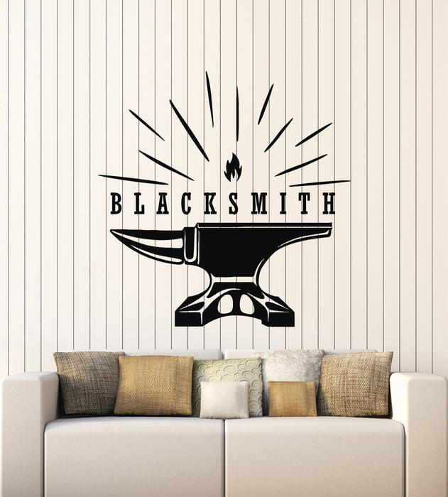 Vinyl Wall Decal Blacksmith Custom Anvil Forging Metal Iron Work Stickers Mural (g5003)