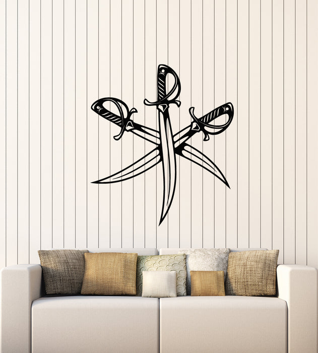 Vinyl Wall Decal Pirates Sea Bandits Crossed Swords Nautical Style Kids Room Stickers Mural (g2113)