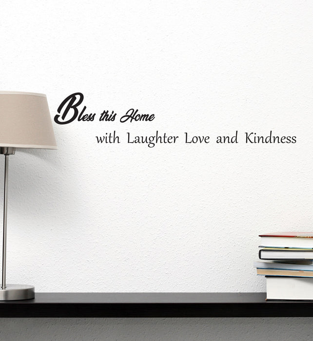 Vinyl Wall Decal Bless This Home Religious Quote Letters Saying Stickers ig6207 (22.5 in X 5.5 in)