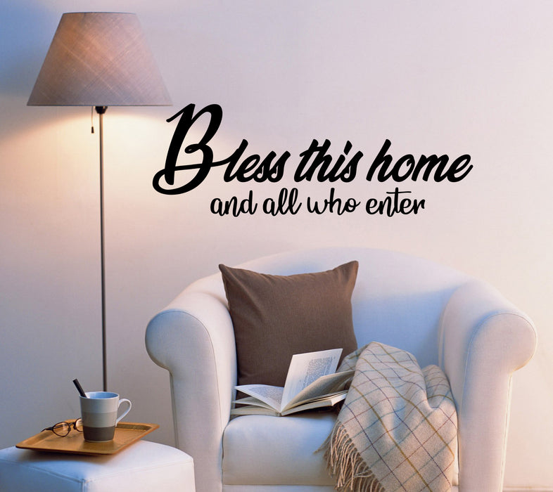 Vinyl Wall Decal Bless This Home Entrance Quote Words Phrase Stickers ig6217 (22.5 in X 8 in)
