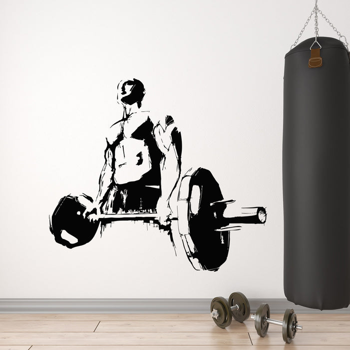 Vinyl Wall Decal Muscled Man Powerlifting Sports Fitness Gym Bodybuilder Stickers Unique Gift (ig2974)