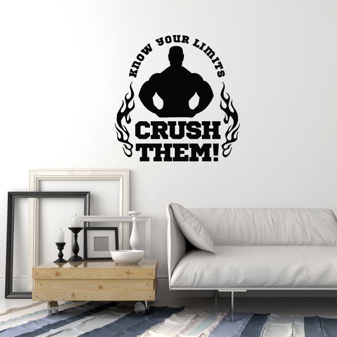 Vinyl Wall Decal Bodybuilding Motivating Quote Phrase Gym Fitness Center Stickers Mural (ig5445)