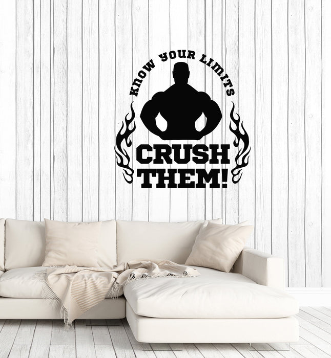 Vinyl Wall Decal Bodybuilding Motivating Quote Phrase Gym Fitness Center Stickers Mural (ig5445)