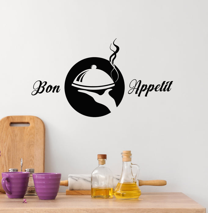 Vinyl Wall Decal Kitchen Bon Appetit Cook Chef Quote Dining Room Stickers Mural (g5997)