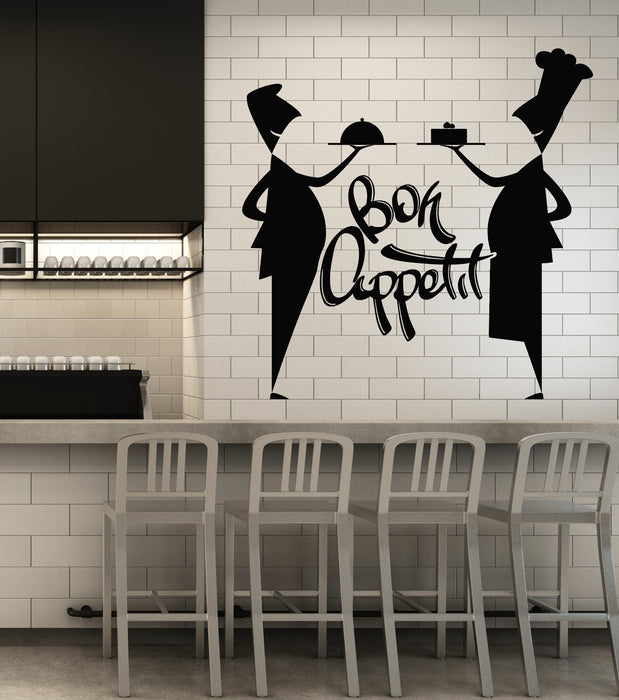 Vinyl Wall Decal Bon Appetit Cook Restaurant Chef Waiter Stickers Mural (g3054)