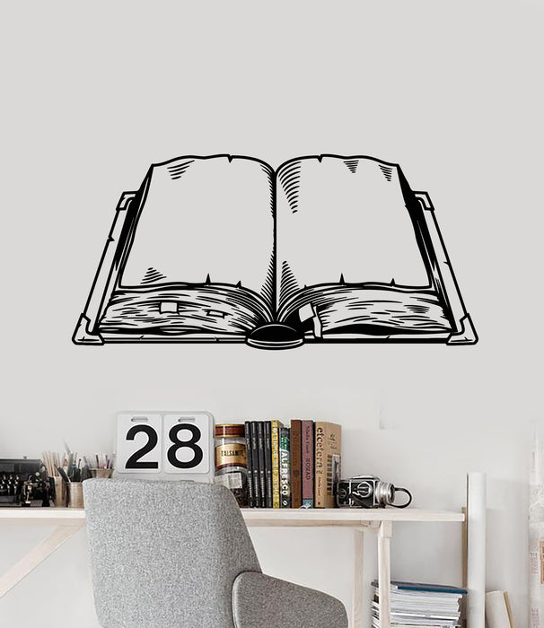 Autocollant mural en vinyle pour salle de lecture, bibliothèque, livre ouvert (g2589)