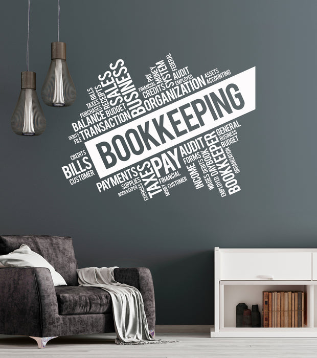 Vinyl Wall Decal Bookkeeping Services Financial Words Business Office Bookkeeper Stickers Mural (ig6245)