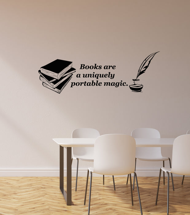 Vinyl Wall Decal Books Quote Feather Library Bookworm Reading Room Stickers Mural (ig5956)