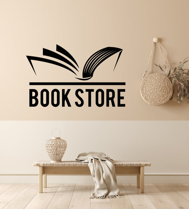 Vinyl Wall Decal Open Book Reading Stories Library Bookworm Stickers Mural (g6141)