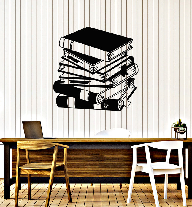Vinyl Wall Decal Books Reading Stories Library Bookworm Stickers Mural (g6059)