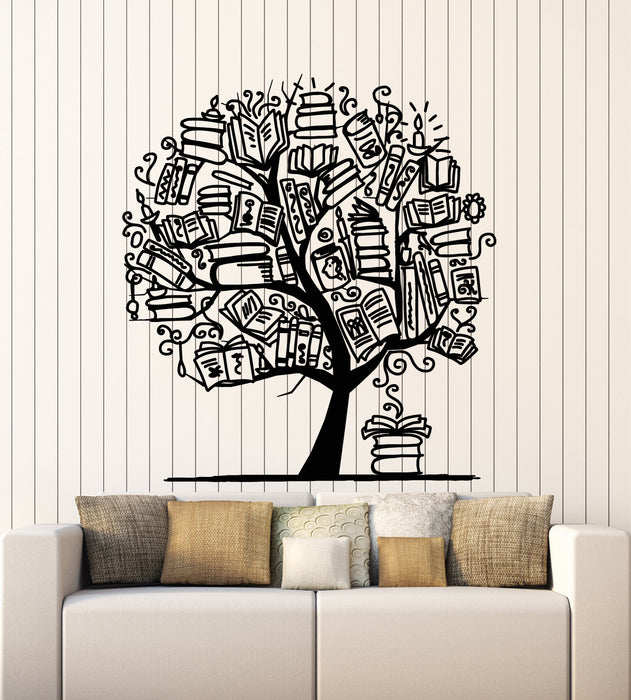 Vinyl Wall Decal Books Tree Home Library Reading Room Stickers Mural (g5550)