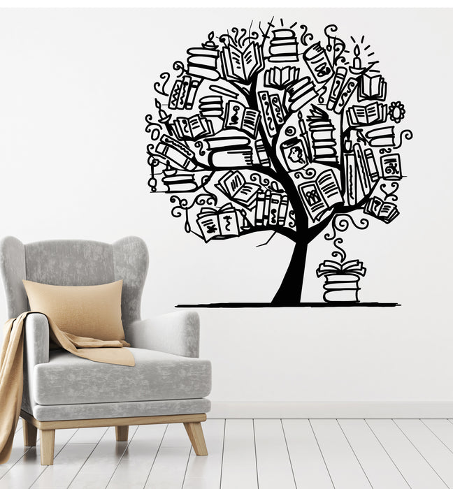 Vinyl Wall Decal Books Tree Home Library Reading Room Stickers Mural (g5550)