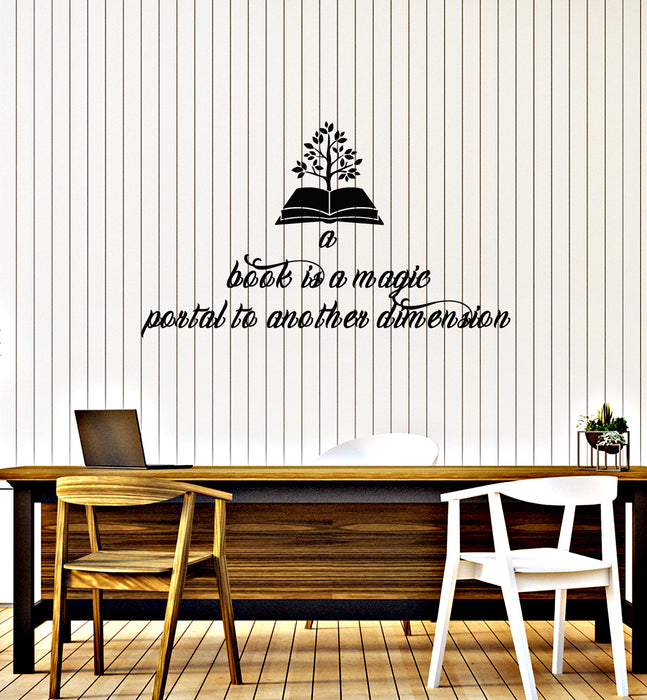 Vinyl Wall Decal Book Club Reading Room Quote Magic Portal Stickers Mural (g3693)