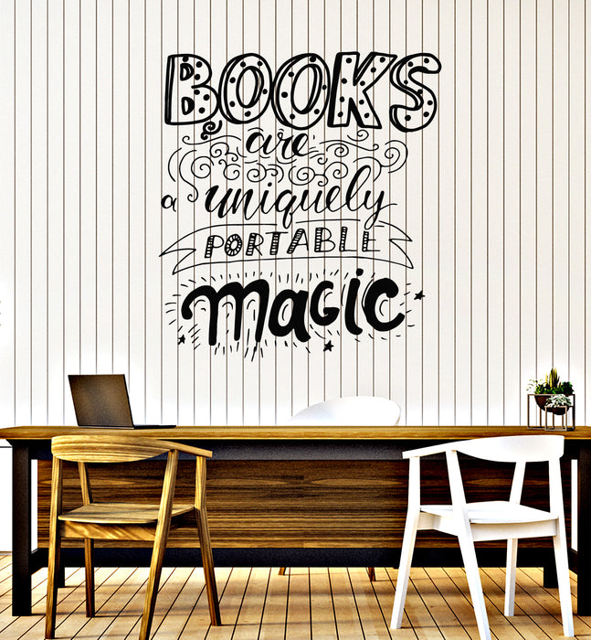 Vinyl Wall Decal  Books Uniquely Portable Magic Library Quote Stickers Mural (g7804)