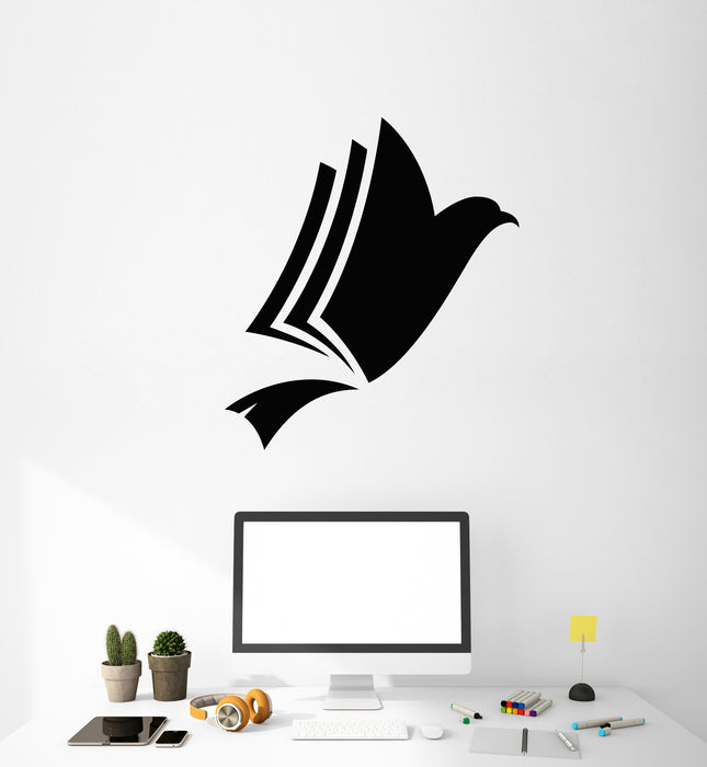 Vinyl Wall Decal Abstract Bird Dove Book Store Reading Room Stickers Mural (g4277)