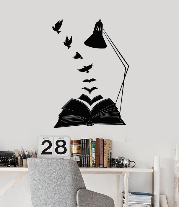 Vinyl Wall Decal Open Book Pigeon Reading Book Store Library Stickers Mural (g6248)