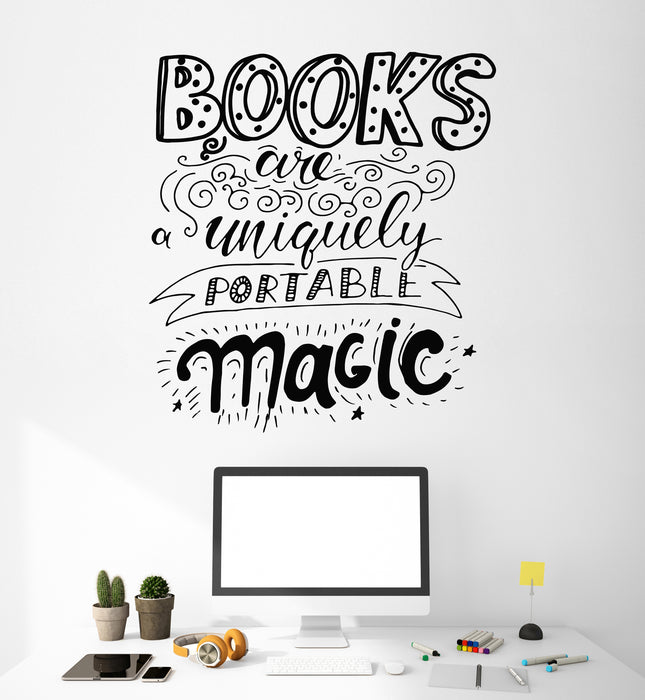 Vinyl Wall Decal  Books Uniquely Portable Magic Library Quote Stickers Mural (g7804)