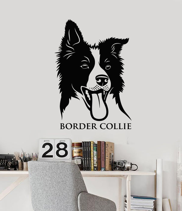 Vinyl Wall Decal Border Collie Shepherd Dog Home Pet Animal Head Stickers Mural (g3829)