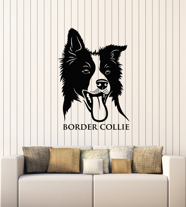 Vinyl Wall Decal Border Collie Shepherd Dog Home Pet Animal Head Stickers Mural (g3829)