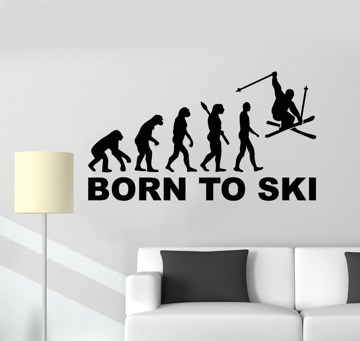 Vinyl Wall Decal Evolution Of Man Ski Extreme Sport Skier Stickers Mural (g493)