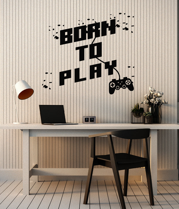 Vinyl Wall Decal Born To Play Time Motivation Words Gamer Room Stickers Mural (g7736)