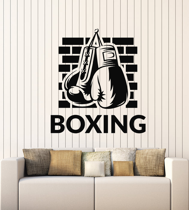 Vinyl Wall Decal Boxing Gloves Gym Sports Fighting Martial Arts Stickers Mural (g1324)