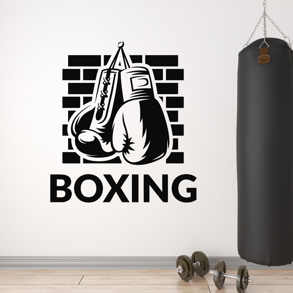 Vinyl Wall Decal Boxing Gloves Boxer Fight Club Motivational Words
