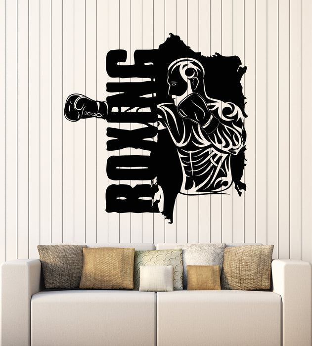 Vinyl Wall Decal Gym Fitness Boxing Martial Arts Boxer Punch Sport Stickers Mural (g3504)