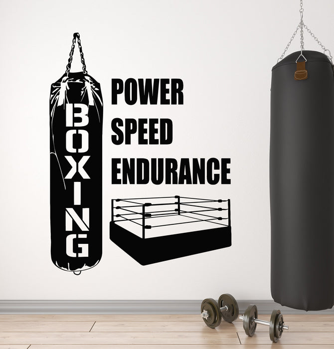 Vinyl Wall Decal Power Speed Endurance Boxing Sport Club Stickers Mural (g5243)