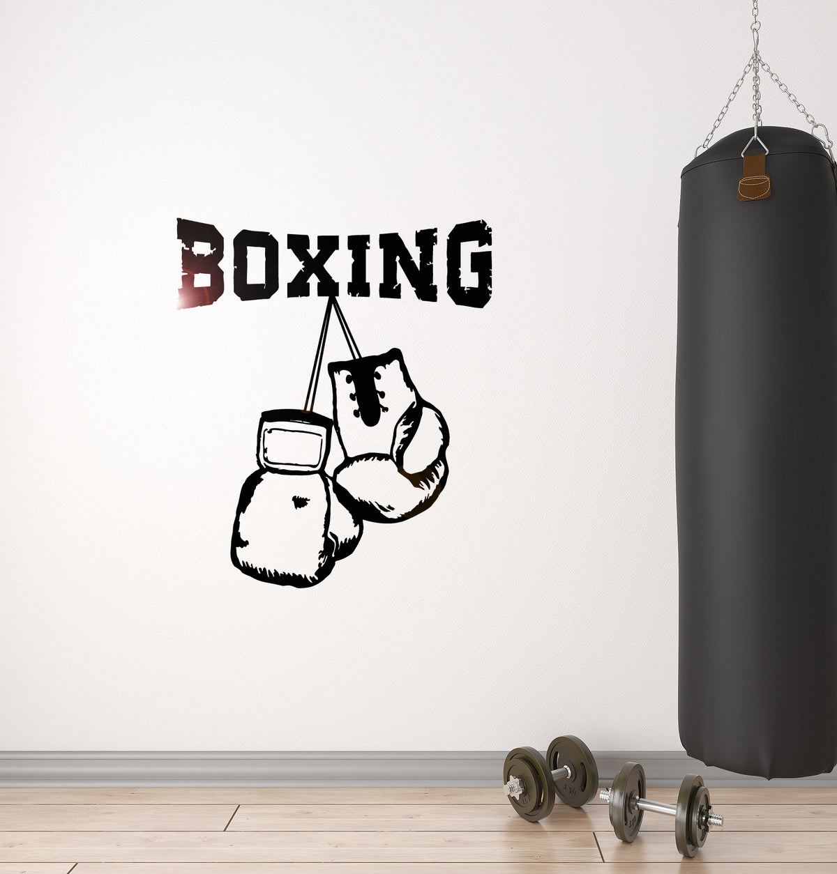 Vinyl Wall Decal Boxing Glove Gym True Training Phrase Stickers Mural  (g3567)
