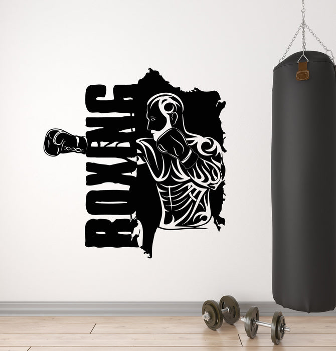 Vinyl Wall Decal Gym Fitness Boxing Martial Arts Boxer Punch Sport Stickers Mural (g3504)