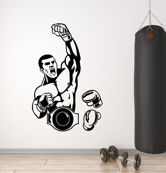 Vinyl Wall Decal Boxing Boxer Sport MMA Belt Extreme Sports Stickers Mural (g6004)