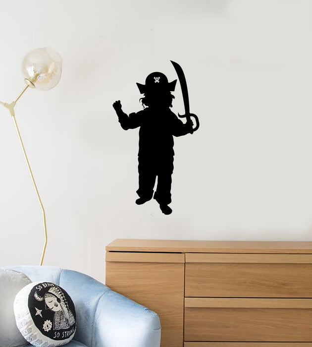 Vinyl Wall Decal Silhouette Boy Pirate Kids Room Play Art Interior Stickers Mural (ig5945)