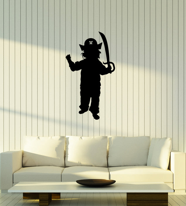 Vinyl Wall Decal Silhouette Boy Pirate Kids Room Play Art Interior Stickers Mural (ig5945)